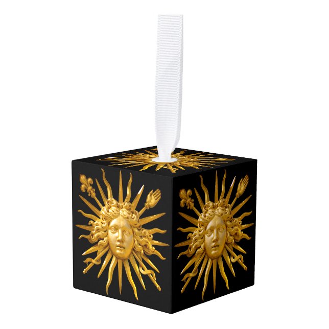 Adorno Cúbico Símbolo de Luis XIV el Rey Sol (Anverso en perspectiva)