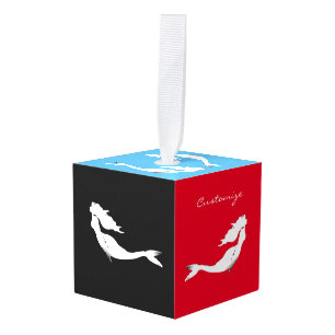 Adorno Cúbico Sirenas blancas nadando Thunder_Cove