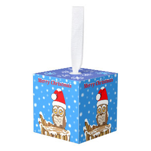 Adorno Cúbico Snowflake el búho con los Navidades