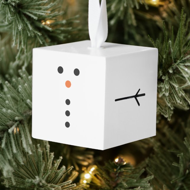 Adorno Cúbico Snowman Wooden Cube Christmas Ornament (Árbol)