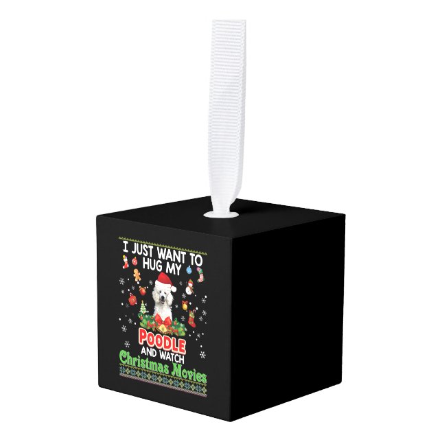 Adorno Cúbico Solo Quiero Abrazarme De Perro De Carne Y Ver La C (Anverso en perspectiva)