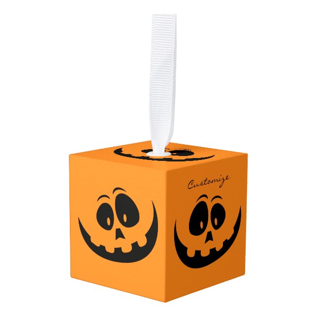 Adorno Cúbico Sonrisa de Jack O'lantern Thunder_Cove (Anverso en perspectiva)
