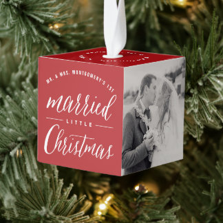 Adorno Cúbico Sr. y Sra. Casados Pequeña Boda Navidad Foto