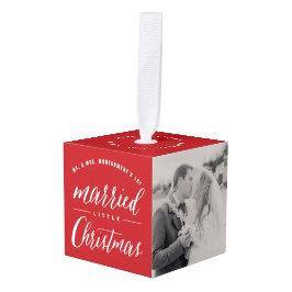 Adorno Cúbico Sr. y Sra. Casados Pequeña Boda Navidad Foto