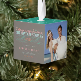 Adorno Cúbico Sr. y Sra. First Christmas Mistletoes Photo Boda