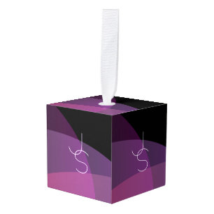 Adorno Cúbico Sus inicios superpuestos   Morado moderno y rosa