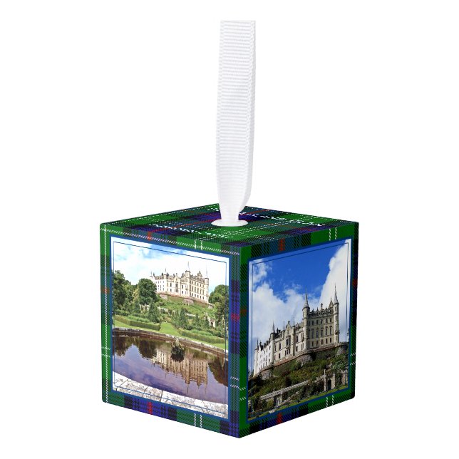 Adorno Cúbico Sutherland Scottish Clan Castle Tartán 4 Photo (Anverso en perspectiva)