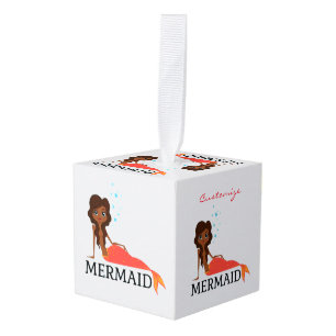 Adorno Cúbico Tanned Brunette Mermaid Thunder_Cove