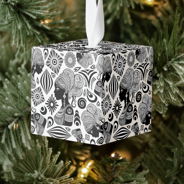 Adorno Cúbico Tatuaje tribal de retrato Chica africano (Árbol)