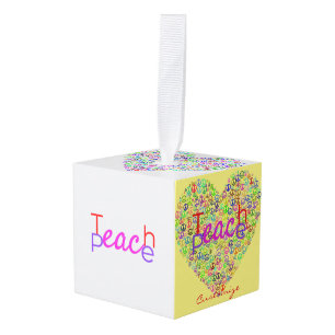 Adorno Cúbico Teach Peace Heart Thunder_Cove