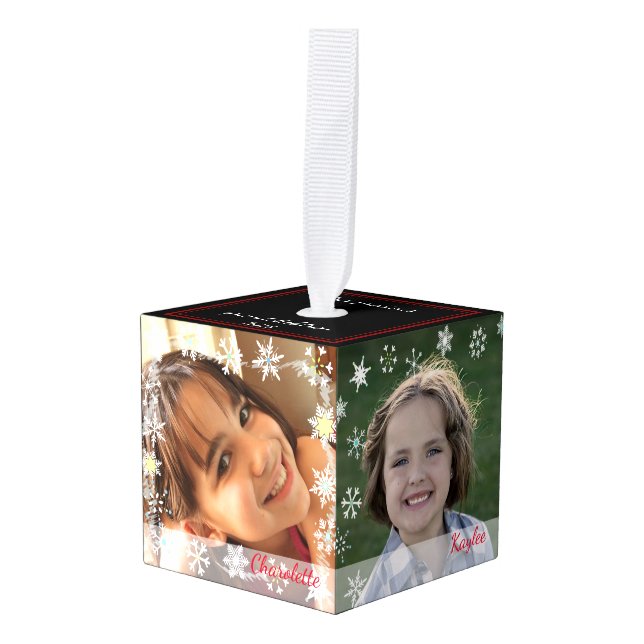 Adorno Cúbico Tema del invierno de la plantilla de la foto (Anverso en perspectiva)