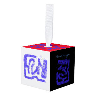 Adorno Cúbico Thunder_Cove azul con spray abstracto