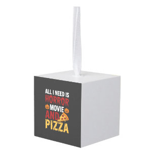 Adorno Cúbico Tipografía de película de terror y pizza de Hallow
