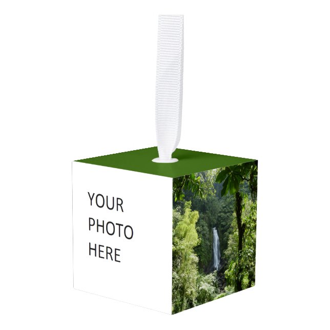 Adorno Cúbico Trafalgar cae fotografía tropical de selva tropica (Anverso en perspectiva)