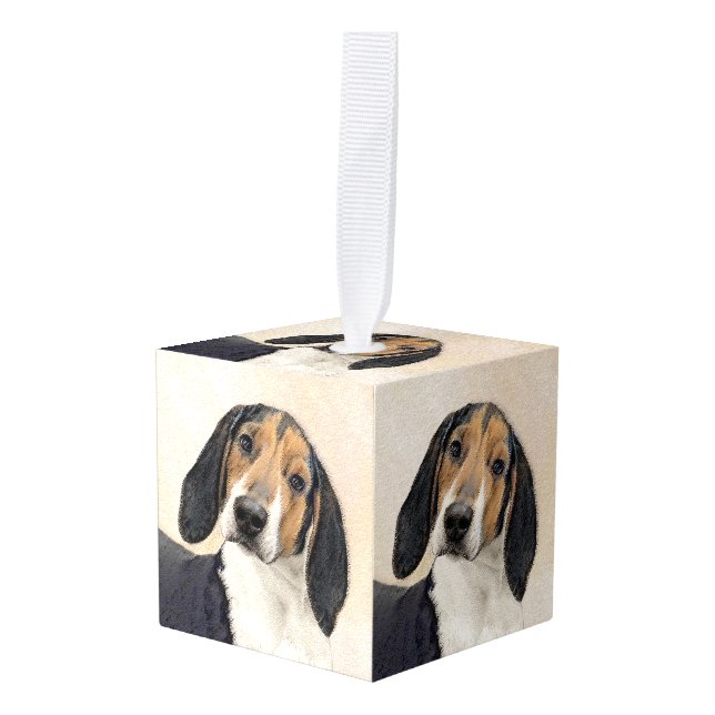 Adorno Cúbico Treeing Walker Coonhound Painting - Arte original (Anverso en perspectiva)