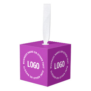 Adorno Cúbico Tu logotipo y texto personalizable   Violeta Púrpu