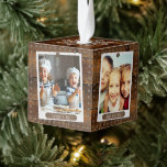 Adorno Cúbico Tus cuatro fotos | Rústico Tramo de uñas de madera<br><div class="desc">Regale un adorno de fotos personalizado. ¡Perfecto para llenar con imágenes de seres queridos y mascotas! Dé a los abuelos un hermoso trinquete con todos sus nietos, o haz uno para los orgullosos padres y agrega cuatro de sus fotos favoritas de sus(s) pequeñas(s) corbitas(s). Añade leyendas o nombres, ¡añade el...</div>