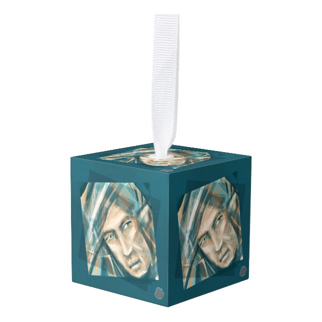 Adorno Cúbico Un elfo verde desafiante (Anverso en perspectiva)