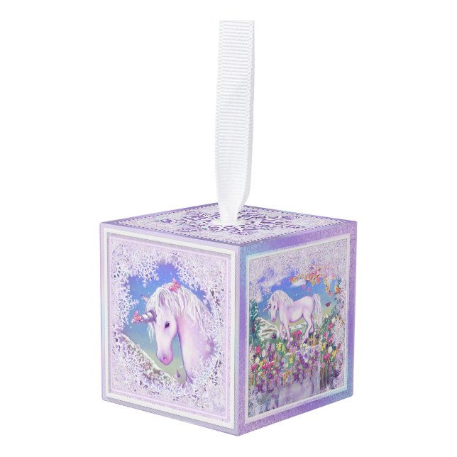 Adorno Cúbico un paraíso púrpura y nieve (Anverso en perspectiva)