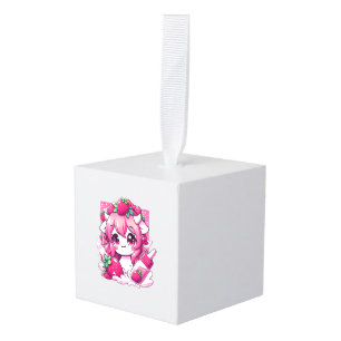 Adorno Cúbico Vaca de fresa Kawaii Anime Fresa Leche _1