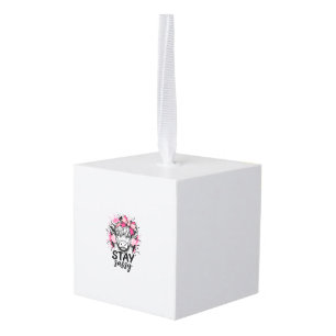 Adorno Cúbico Vaca Highland Rosa Permanece Sassy Grabado Vintage