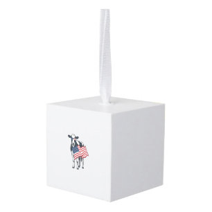 Adorno Cúbico Vaca Patriótica Bandera Americana Diseño de Grabad