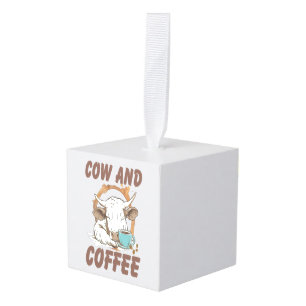 Adorno Cúbico Vaca y café Png, chica western divertida