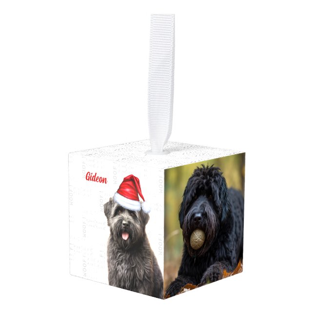 Adorno Cúbico Vacaciones fotográficas de dos perros Bouvier des  (Anverso en perspectiva)