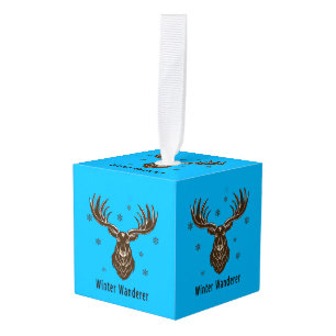 Adorno Cúbico Vagabundo Invernal Ciervo Rústico   Majestuoso Cie