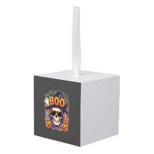 Adorno Cúbico Vector de gafas de sol de cráneo de Halloween Boo