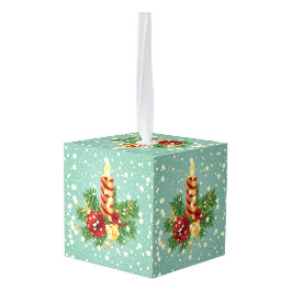 Adorno Cúbico Velas Y Parkles De Los navidades