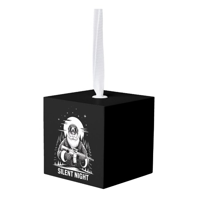 Adorno Cúbico Veterano militar de Santa Navidades de Noche Silen (Reverso en perspectiva)