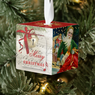 Adorno Cúbico Vintage Festive Cube Christmas Ornament