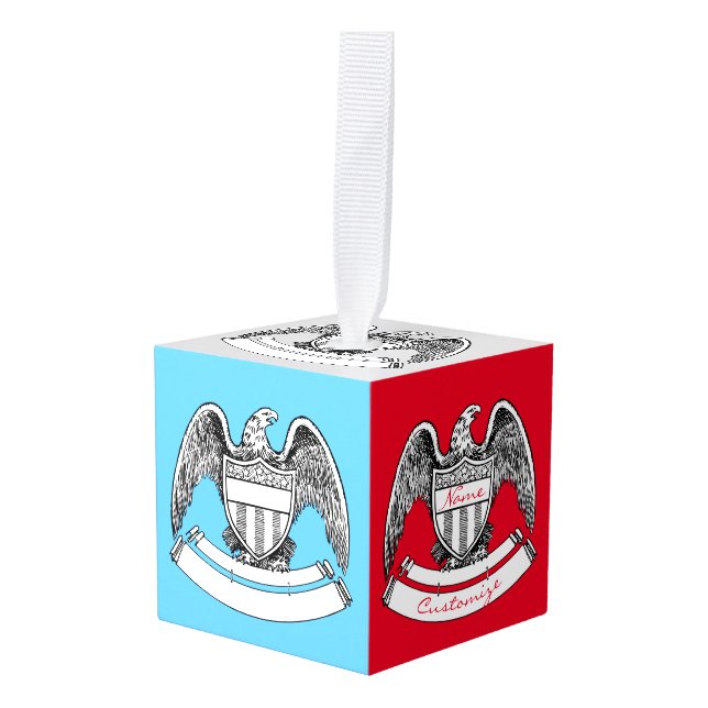 Adorno Cúbico Vintage Patriótica Eagle PlaqueThunder_Cove (Anverso en perspectiva)