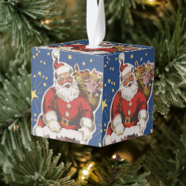 Adorno Cúbico Vintage Santa Claus, fue la noche antes que los Na