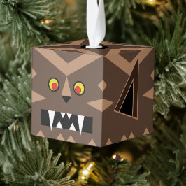 Adorno Cúbico Werewolf Wooden Cube Halloween Ornament