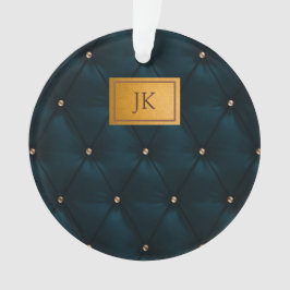 Adorno Cuero verde elegante, diamantes, monograma