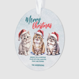 Adorno Cuidada acuarela gatito Santa Merry Navidad