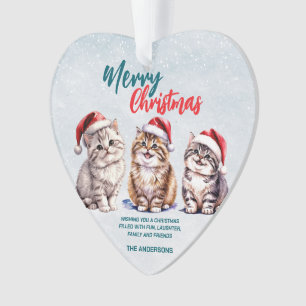Adorno Cuidada acuarela gatito Santa Merry Navidad