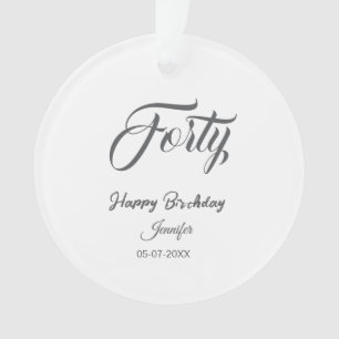 Adorno cumpleaños 40 letra cuarenta nombre fecha año gris