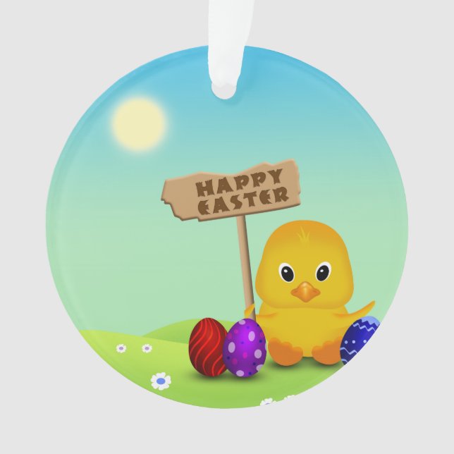 Adorno Cura Feliz Pascua, bebé polluelo (Anverso)