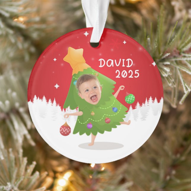 Adorno Custom Baby Photo Christmas Ornament (Árbol)
