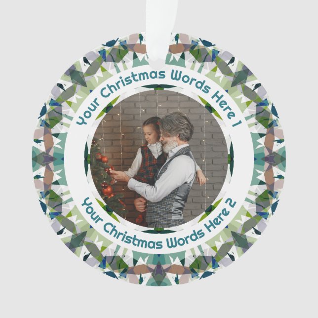 Adorno Custom Christmas Green Brown Family Photo Gift (Anverso)