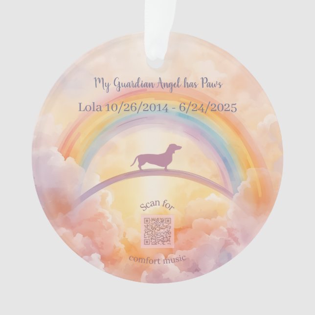 Adorno Custom Dachshund Rainbow Bridge Ornament (Anverso)