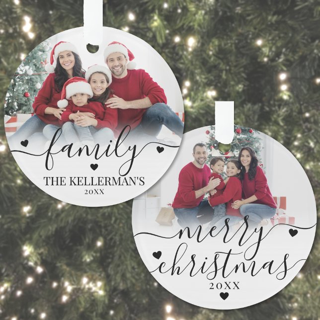 Adorno Custom Double Sided Family Two Photo Christmas (Custom Double Sided Family Two Photo Christmas Ornament)