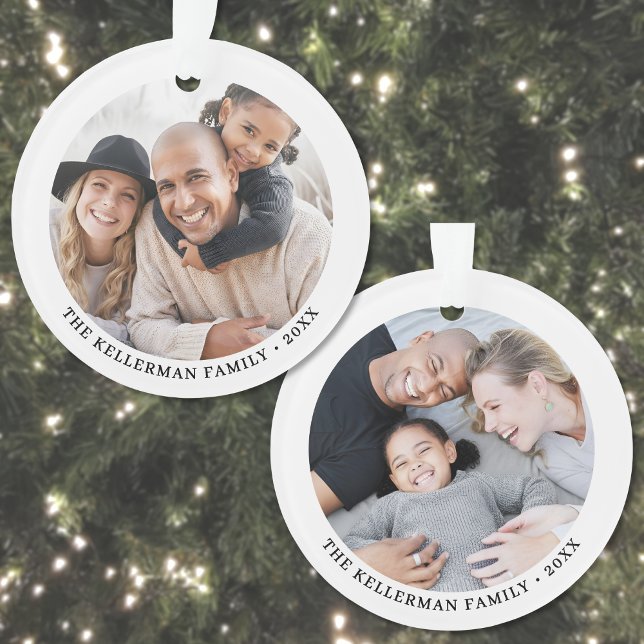 Adorno Custom Double Sided Family Two Photo Christmas (Custom Double Sided Family Two Photo Christmas Ornament)