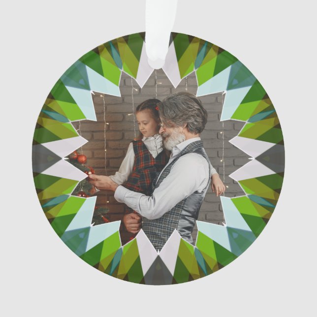 Adorno Custom Green Christmas Star Family Photo Gift Tree (Anverso)