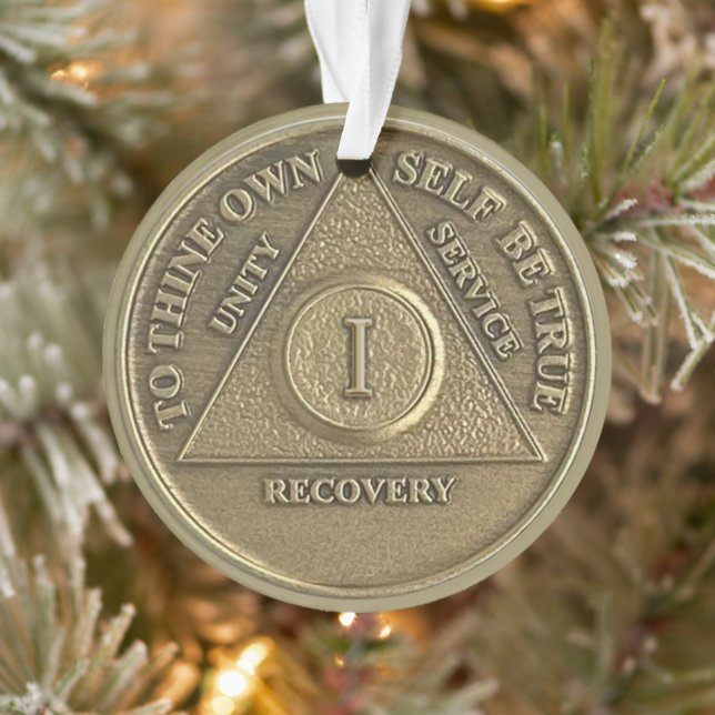 Adorno Custom Name | 1 Year Sober Anniversary Medallion (Árbol)