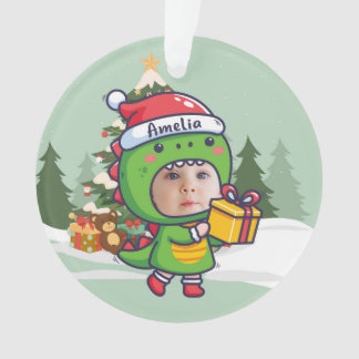 Adorno Custom name + photo message me-Christmas Ornament