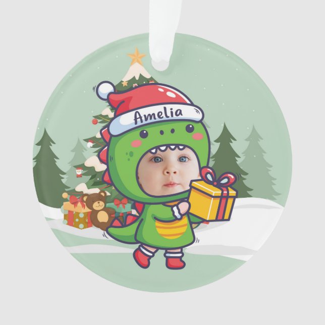 Adorno Custom name + photo message me-Christmas Ornament (Anverso)